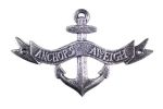 Antique Silver Cast Iron Anchors Aweigh Anchor Sign 8""