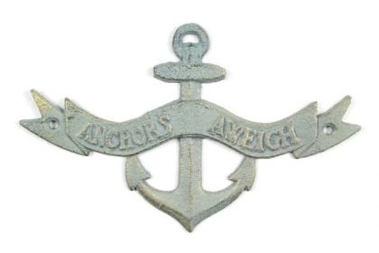 Antique Bronze Cast Iron Anchors Aweigh Anchor Sign 8""