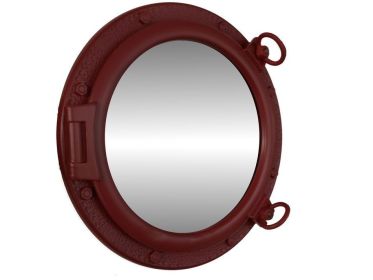 Dark Red Decorative Ship Porthole Mirror 20""