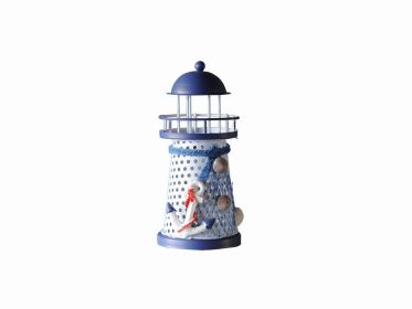 LED Lighted Decorative Metal Lighthouse with Anchor 6""