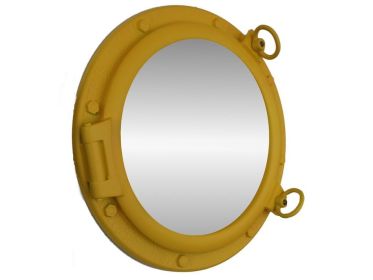 Yellow Decorative Ship Porthole Mirror 20""