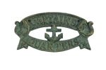 Antique Seaworn Bronze Cast Iron Captains Quarters Sign 8""