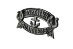 Antique Silver Cast Iron Captains Quarters Sign 8""