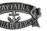 Antique Silver Cast Iron Captains Quarters Sign 8""