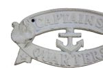 Whitewashed Cast Iron Captains Quarters Sign 8""