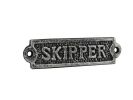 Antique Silver Cast Iron Skipper Sign 6""