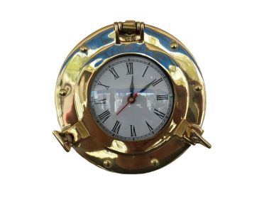 Brass Deluxe Class Porthole Clock 8""