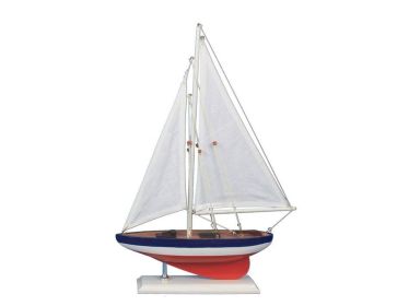 Wooden American Sailer Model Sailboat Decoration 17""