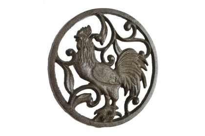 Cast Iron Rooster Trivet 8""