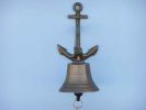 Antique Brass Hanging Anchor Bell 8""