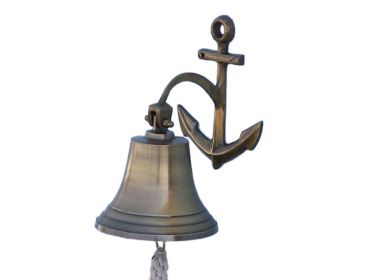 Antique Brass Hanging Anchor Bell 10""