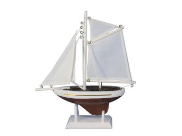 Wooden Columbia Model Sailboat Decoration 9""