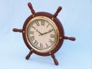 Solid Wood & Brass Ship Wheel Clock 15""