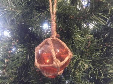 Orange Japanese Glass Ball Fishing Float Decoration Christmas Ornament 3""