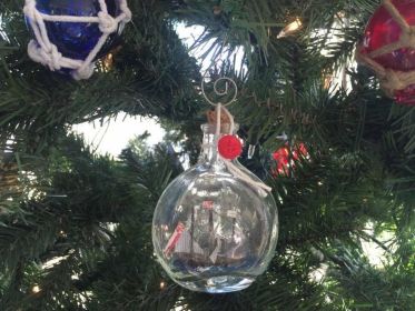 Santa Maria Model Ship in a Glass Bottle Christmas Ornament 4""