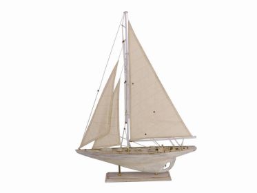 Wooden Rustic Whitewashed Pacific Sailer Model Sailboat Decoration 35""