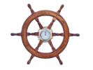 Deluxe Class Wood And Brass Ship Wheel Clock 24""