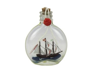 Santa Maria Model Ship in a Glass Bottle 4""