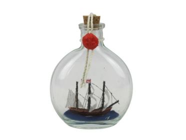 Mayflower Model Ship in a Glass Bottle 4""