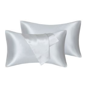 75D Satin Artificial Silk Pillowcase (Option: Silver-Standard 20X26in-1pcs)