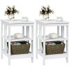 Set of 2 Multifunctional 3-Tier Nightstand Sofa Side Table with Reinforced Bars and Stable Structure