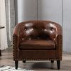 linen Fabric Tufted Barrel ChairTub Chair for Living Room Bedroom Club Chairs